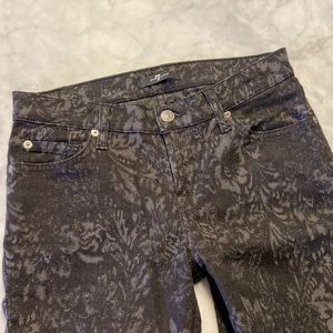 7 for all Mankind tapestry brocade skinny jeans. 26. Black/Grey